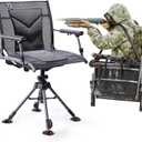 TR 360 Degree Swivel Hunting Blind Chair,400 lbs Capacity Silent,4 Legs and Seat Armrests Height Adjustable, Comfortable Padded Seat, Portable Ground Hunting Chair for Deer Dove Hunting