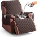 KinCam 100% Waterproof Recliner Chair Cover, Reclining Couch Covers for Pets, Dogs, Recliner Couch Slipcover Furniture Protector with Elastic Straps for Kids(23.6", Chocolate)