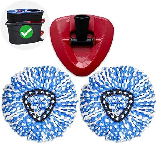 【3-Pack】Cedar Mop Head, Perfect Fit for O Cedar Rinse Clean Mop Replace Head, 2 Ultra-Absorbent Microfiber Mop Refills with 1 Base for Floor & Wall Cleaning