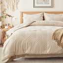 Zzlpp King Size Comforter Set 7 Pieces, Beige Tufted Bed in a Bag with Comforter and Sheets, All Season Boho Bedding Sets with 1 Comforter, 2 Pillow Shams, 2 Pillowcases, 1 Flat Sheet, 1 Fitted Sheet