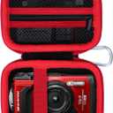 Lebakort Storage Case Compatible with OM SYSTEM Tough TG-7 / OLYMPUS Tough TG-6 / TG-5 / TG-4 Underwater Digital Camera (Black + Red Case)