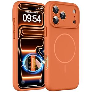 EXZLLEN Magnetic for iPhone 17 Pro Max Case, Compatible with MagSafe, Integrated Silicone Camera Control Cover Protection, 3.0mm Thicken Silicone Phone Cover for 17 ProMax 6.9", Orange