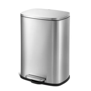 QUALIAZERO 13 GAL/50L, RECTANGLE SHAPE, STAINLESS STEEL STEP-ON CAN, WITH SOFT CLOSE LID, BRUSH FINISH