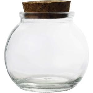Clear Glass Bottle With Cork Stopper Assorted Shapes Bud Vases Jars Message Wish Bottle 1 Piece (Round Ball, 100 ml)