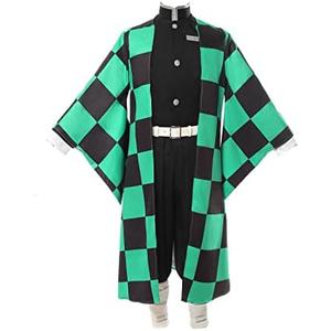 ROLECOS Tanjiro Kamado Kimono Cosplay Costume Mens Japanese Outfit Halloween Party Blue L