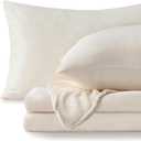 BEDELITE Flannel Sheets King Size White - Super Soft Fleece Sheets Set Fluffy Extra Plush, 4 Piece(Include Fitted Sheet, Flat Sheet, 2 Pillowcases)