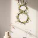 DN DECONATION Easter Bunny Spring Wreath with Egg, Twig and Berries Green Rabbit Easter Wreath for Front Door Decorations Home Farmhouse Outdoor Indoor Wall Mantel Window