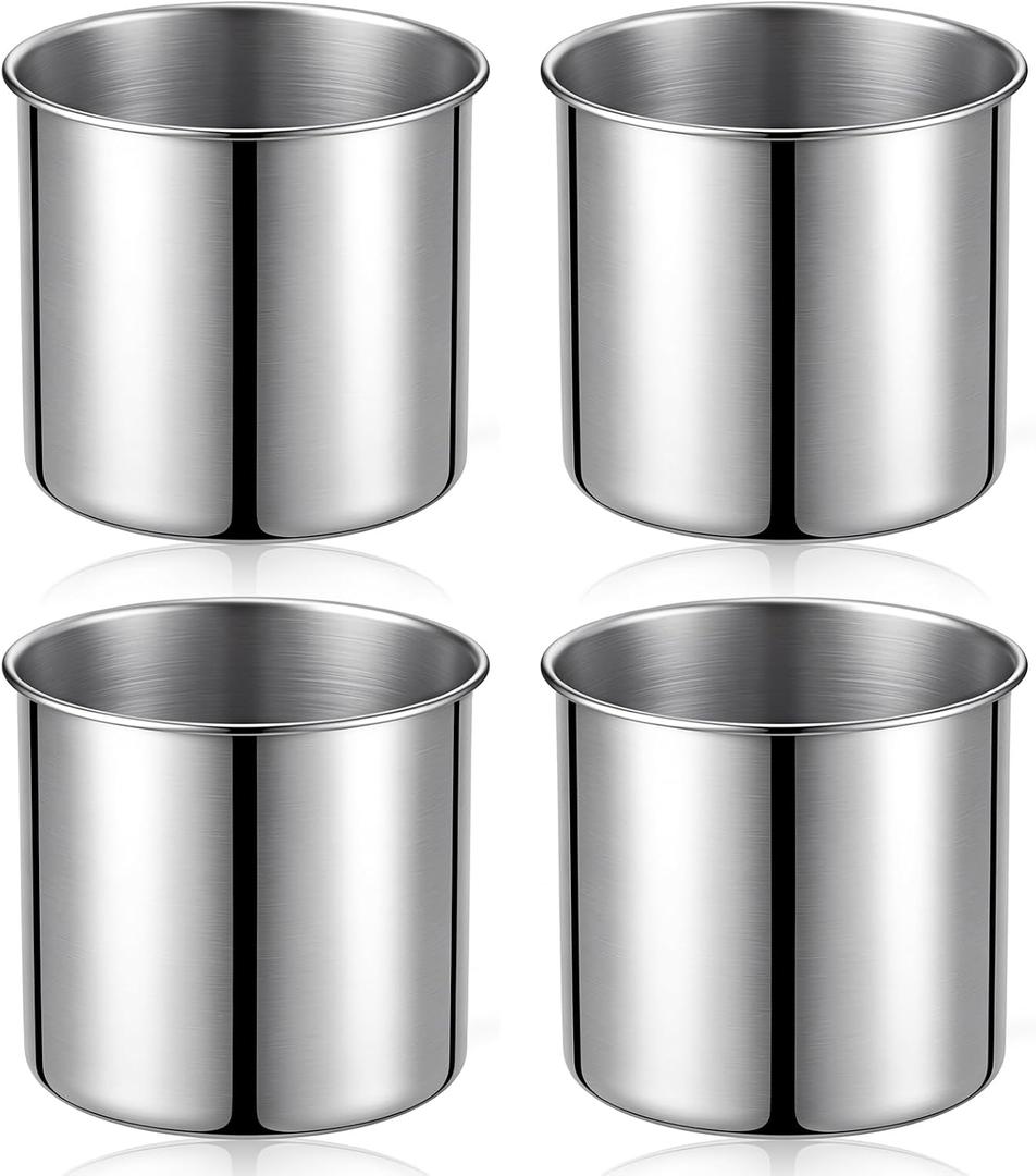 4 Pack 250ml Stainless Steel Beaker, Rolled Rim Laboratory