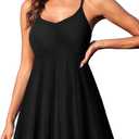 ZAFUL Womens One Piece Swimsuit Modest Tummy Control Bathing Suit with Skirt Ruffle Basic Adjustable Swim Dress Swimwear (XX-Large, Black)