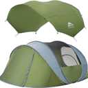 Rivenlo 5-6 Person Easy Pop Up Tent, Automatic Setup Waterproof Instant Double Layer Family Tents for Camping Hiking & Traveling 11.8' X 8'X 51.2" (Dark Green)