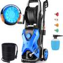 5000 PSI Adjustable Pressure Washer 2.8GPM Electric Power Washer with 33ft Pressure Hose, 4 Nozzle and Foam Cannon, Powerwashers for Home, Cars, Pressure Setting Range (2500-5000PSI) Blue