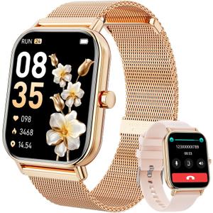 Smart Watch for Women Men, Fitness Tracker Watch for Android Phones iPhone Compatible, 1.85" Smart Watches for Women Men with Blood Oxygen, Heart Rate Monitor, 110+ Sport Modes Smartwatch (2 Strap)