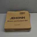 JEHONN Broom with Dustpan Combo Set, Long Handle Lightweight Indoor Broom Set, Upright Standing Dust Pan with Comb Teeth Store Sweep Set for Home Room Kitchen Office Lobby (Rose Red)