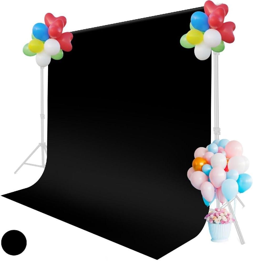 Black Backdrop for Photoshoot, 5x6.5ft Black Photo Backdrop Background, 1.5x2m Collapsible Black Fabric Backdrop Curtain, Portrait Black Back Drop Cloth, Content Creator Backdrops for Video Recording