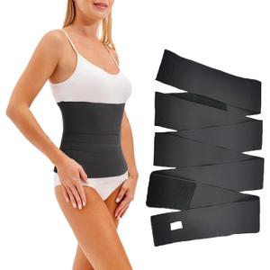 Waist Trimmer Belt for Women Plus Size - Long Torso Tummy Wrap & Postpartum Support, Sweatproof Latex Shaper for Daily Use, Adjustable Gym Slimming with Back Roll Control (Black)