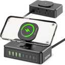 11-in-1 Charging Station USB-C Power Strip, 300W USB C Charger Block, 2AC Outlets 8USB Ports(4USB-C) Surge Protector, 5FT Flat Plug Extension Cord, PD110W Desktop Fast Charging for Home Office, Black