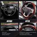 Breathable Leather Steering Wheel Cover with Non-Slip Grip for Enhanced Comfort - Designed for 15.35-16.14Inch Wheels on Pickup Trucks & Large SUVs. (15.74-inch red)