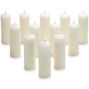 Parnoo Pillar Candles  2x6 Unscented Candle Set of 12 Dripless, Smokeless, and Clean Burning Household Dinner Candles  Perfect for Weddings, Parties, Dinners  Set of 12 (Ivory)