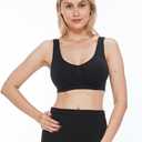 Sports Bras, Comfort Bras for Women, Seamless, Wireless, Sleep Yoga Bras with Removable Pads (Black, S)