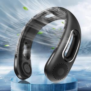 Hotsales Neck Fan, Hands Free Bladeless Neck Fans Portable Rechargeable, 360 Cooling Neck Fan, 4 Speeds, Quiet, 5200 mAh Battery Operated USB Wearable Personal Fan Gifts for Women, Travel, Outdoor (Pure Black)