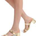DREAM PAIRS Women's Two Strap Open Toe Low Block Chunky Heels Sandals Dress Pumps Casual Summer Mules Shoes (9.5)