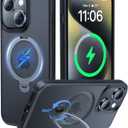 2024 New Upgrade 360 Spin Titanium Magnetic Stand for iPhone 15 Case [16FT Military Grade Shockproof] [Fit for MagSafe] Matte Translucent Slim Kickstand iPhone 15 Phone Cover 6.1'', Black