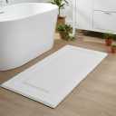 SHACOS Large Soft Bathroom Rugs 24"x60" Long Bath Runners Non Slip Washable Absorbent Bath Mats Carpets Bathroom Tub Double Sink Vanity Floor Mats, White 2'x5'