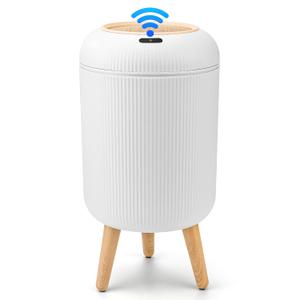 Pukomc Smart Sensor Wastebasket, Convenient and Hygienic Easy to Use, Technology Sensor Waterproof Wastebasket Plastic Trash can for Kitchen, Bathroom, Bedroom, Living Room, Office and Outdoor (1 Pack, white)