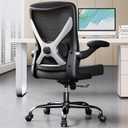 Ergonomic Office Chair - X-Shaped Computer Desk Chairs Comfy, Mesh High-Back Gaming Chair with Adjustable Lumbar Support, Executive Task Chair for Adults, Comfortable for Long Hours (Black)