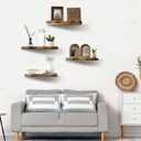 Pinkunn 4 Pcs Floating Shelves for Wall Wooden Live Edge Shelf Wall-Mounted Natural Solid Wood Bedroom Kitchen Storage Living Room Nursery Decor (23.6/15.8/7.9 Inch)