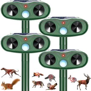 2026 Sonic Fortress Pro Deer Repellent Devices, Racoon Repellent Outdoor Squirrel Fortress Pro IP65 Animal Repeller Cat Deterrent with Motion Sensor to Scare Rabbit Bear Dog Out of Garden Yard(4Pack)