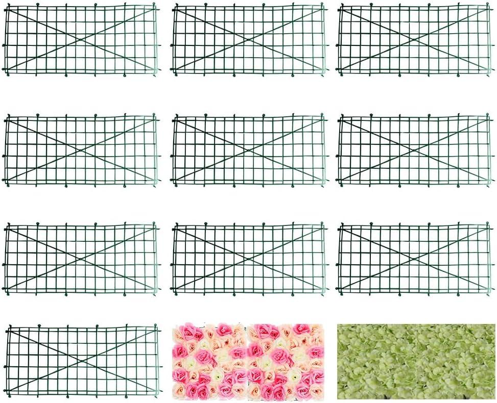 HONUTIGE 10 Pack Grid Plant Wall Frames, Plastic Frame for Flowers Wall Arches Backdrop DIY Decorative Fences Panel Wall Display for Artificial Flowers Plant Base, 40 x 60cm