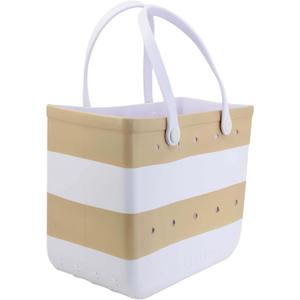 COJU Rubber Tote Bag Waterproof Large Tote Bag for Beach Poolside Travel (Beige)