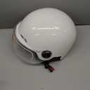 Motorcycle Helmets DOT Certified, German Style Half Helmet Electric Bike Scooter with Windshield Glasses Cool Retro Helmet for Men and Women (White, M)