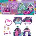 Polly Pocket Mini Toys, Holiday Stackable Compact Playset Bundle with Micro Doll, Accessories, Pet Animal, Travel Toy with Clip