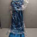 Strapless Satin Dress W/Fold Over Neckline & Back Zipper Closure (5, Teal)