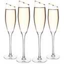 MyGift Iridescent Angled Rim Champagne Flute Set of 4, Sparkling Wine Stemless Glasses, Rainbow Transparent Prosecco Wine Glass, Cocktail Mimosa Glass Set, Holiday New Year Toasting (Clear)