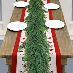 Christmas Cedar Garland for Staircase Real Touch Droopy Bendable Lifelike Faux Xmas Garlands for Decoration Christmas Green Pine Mantle Garland Thanksgiving Table Decorations Outdoor Indoor (60 INCH)