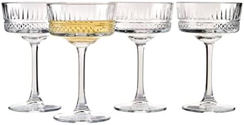 Pasabahce Vintage Coupe Glasses Set Of 4 - Exclusive Champagne, Cocktail, Martini Glasses - Long Stem Glassware - 8.8 oz - Perfect for Parties, Gifts, Housewarming, Weddings, Aniversary