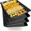 Serving Tray Platter, 4 Pcs Food Tray for Veggie Fruit Snack Dessert Cookie Cheese, Food Trays for Party Supplies Display, Plastic Platters for Serving Food, Large Trays, BPA Free (16.0'' x 11'' (4 Pack), Black)