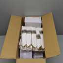 KIRE 350 PCS White and Gold Plates Disposable - Elegant Dinnerware Set of 50 Guest, White Plastic Plates With Gold Rim, Pre Rolled Napkins with Silverware & Cups for Party/Wedding