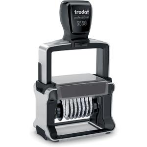 Trodat 5558 Professional Manual Numberer Stamp  8 Digits, Self-Inking, 3/16" (5 mm) Characters, Black Ink