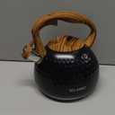 BELANKO 2.7 Quart Tea Kettle for Stovetop - Food Grade Stainless Steel with Diamond Texture, Designer Teapot Look, Cool-Touch Wood Pattern Handle, Whistling Spout - Matte Black