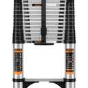 Telescoping Ladder,10.5FT Aluminum Multi-Purpose Collapsible Ladder with Stabilizers and Hooks,Jiashche Portable Extension Ladder for RV or Outdoor Work Silver,330lb Max Capacity