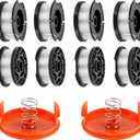 10 Pack AF-100 Replacement Spool Compatible with Black+Decker AF-100-3ZP AF-100-BKP, 30Ft 0.065" Autofeed Weed Wacker String Trimmer Spools for Black and Decker Weed Eater (8 Spool,2 Cap,2 Spring)