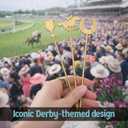 LemonRoad 24 Pcs 7 Inch Gold Derby Drink Stirrers Plastic Swizzle Stir Sticks with Horseshoe Trophy Racehorse Designs Derby Party Decorations for Coffee Cocktails Whiskey Beverage Bar Weddings Events