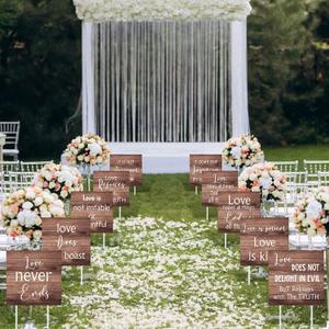 10 Pcs Wedding Aisle Signs Set Corinthians 13 Wedding Yard Signs Love is Patient Love is Kind Rustic Outdoor Signs Farmhouse Decor for Lawn Gift Outside Anniversaries Ceremony