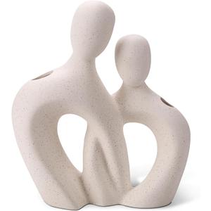 White Ceramic Vase,Rustic Vase Decor, Decorative Modern Flower Vase for Home Decor Farmhouse, Table, Shelf, Office,Centerpieces, Entryway, Pampas Grass