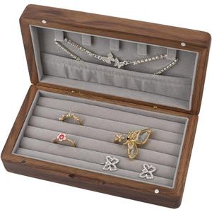 Portable Wooden Rings Display Holder Box for women, Solid Wood Jewelry Organizer and Storage Box for Rings, Travel Jewelry Case for Earrings Organizer and Festival Gift for Friend