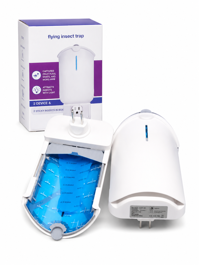 Zevo Flying Insect Trap & Cartridge - Plug in Fly Trap & Indoor Bug Catcher for Gnats, House & Fruit Flies - Mess-Free - Use in Any Room - Uses Blue & UV Light (1 Plug in Device & 1 Cartridge)